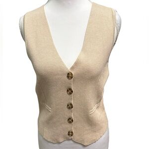 Pink Rose Khaki Button-Down Vest